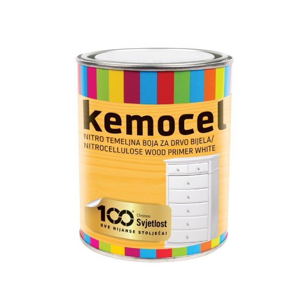 Kemocel - Nitro temeljna boja za drvo - Bijela - 0,75 L